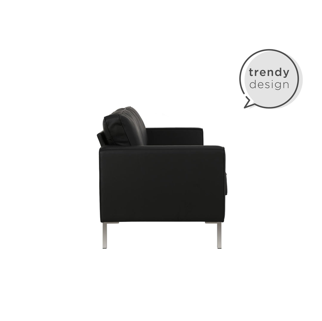 Monroe Faux Leather Sofa with Stainless Steel Legs - Black