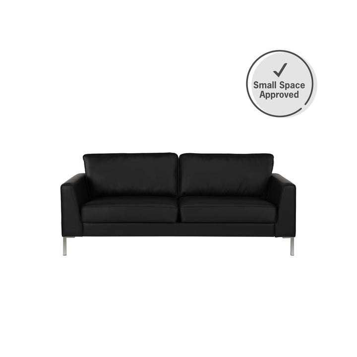 Monroe Faux Leather Sofa with Stainless Steel Legs - Black