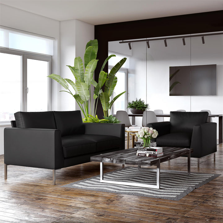 Modern faux leather accent chair -  Black