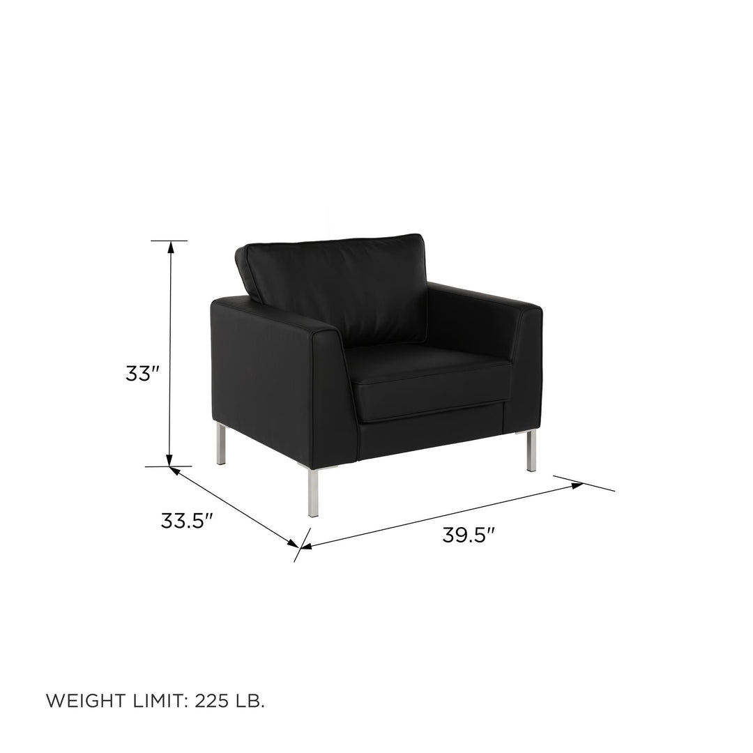Monroe elegant leather chair for home -  Black