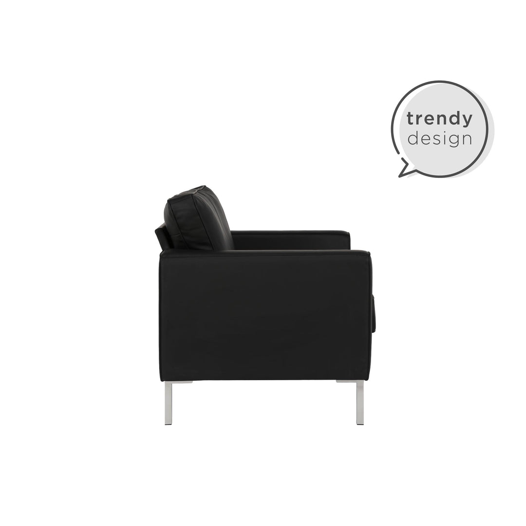 Faux leather chair with metallic legs -  Black