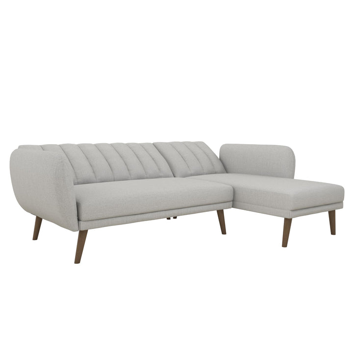 Spacious and Organized Brittany Sectional Futon Sofa -  Light Gray