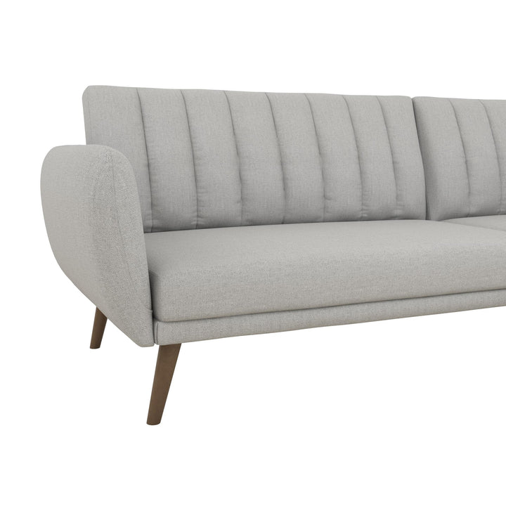Stylish and Organized Sectional Futon Sofa for Living Room -  Light Gray