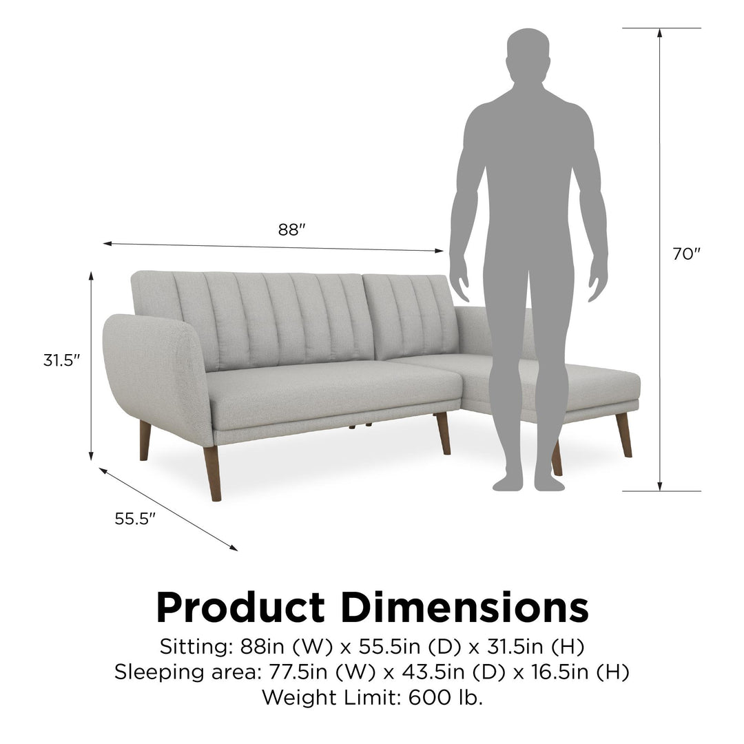 Durable and Easy to Assemble Brittany Futon Sofa -  Light Gray