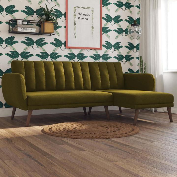 Stylish and Organized Sectional Futon Sofa for Living Room -  Green