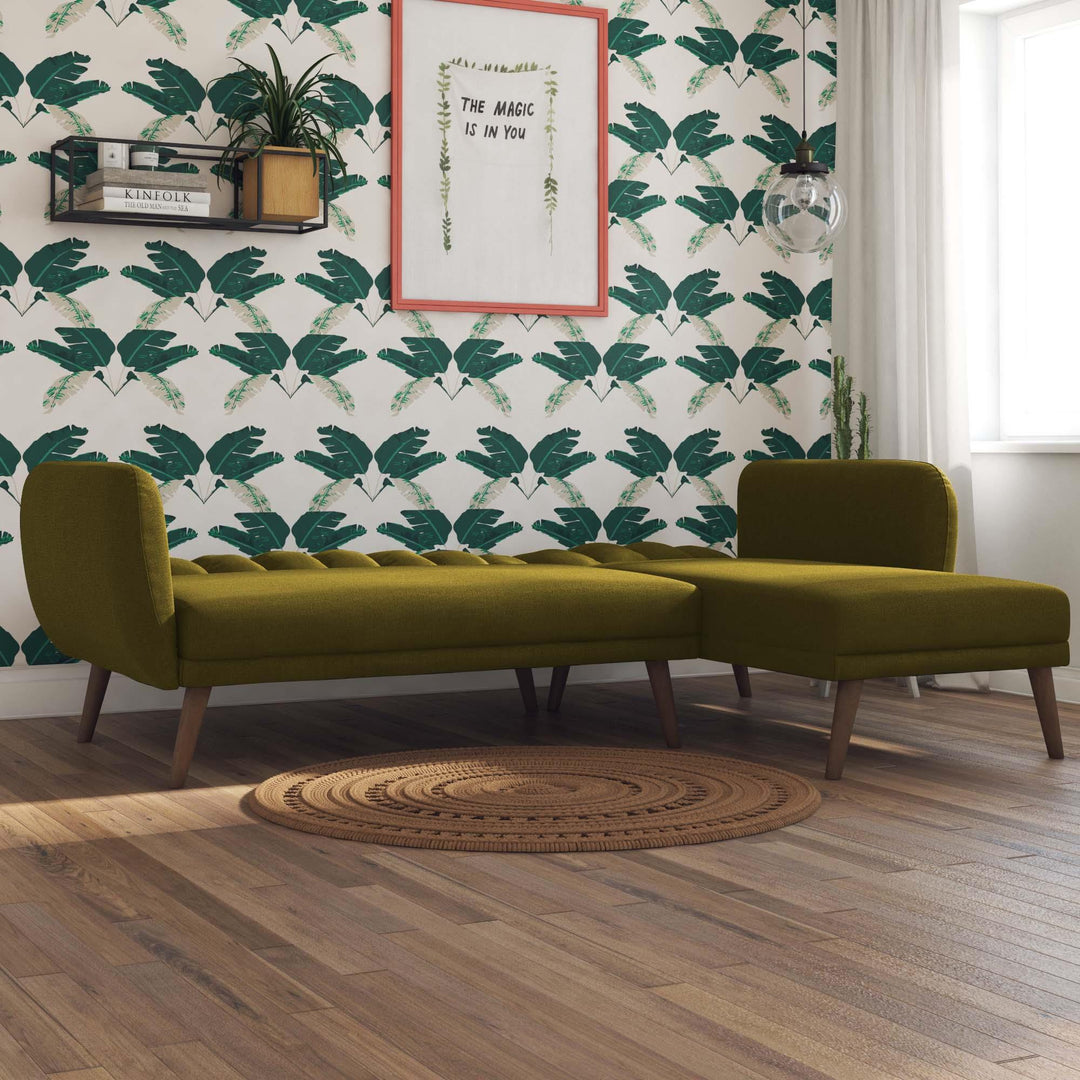 Modern and Durable Brittany Sectional Futon Sofa for Home Decor -  Green