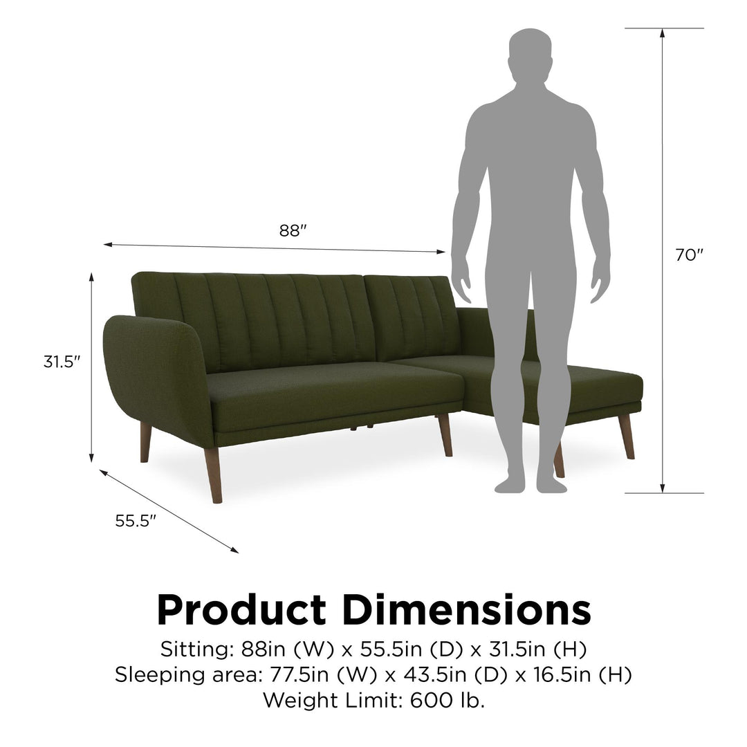Spacious and Comfortable Brittany Futon Sofa -  Green