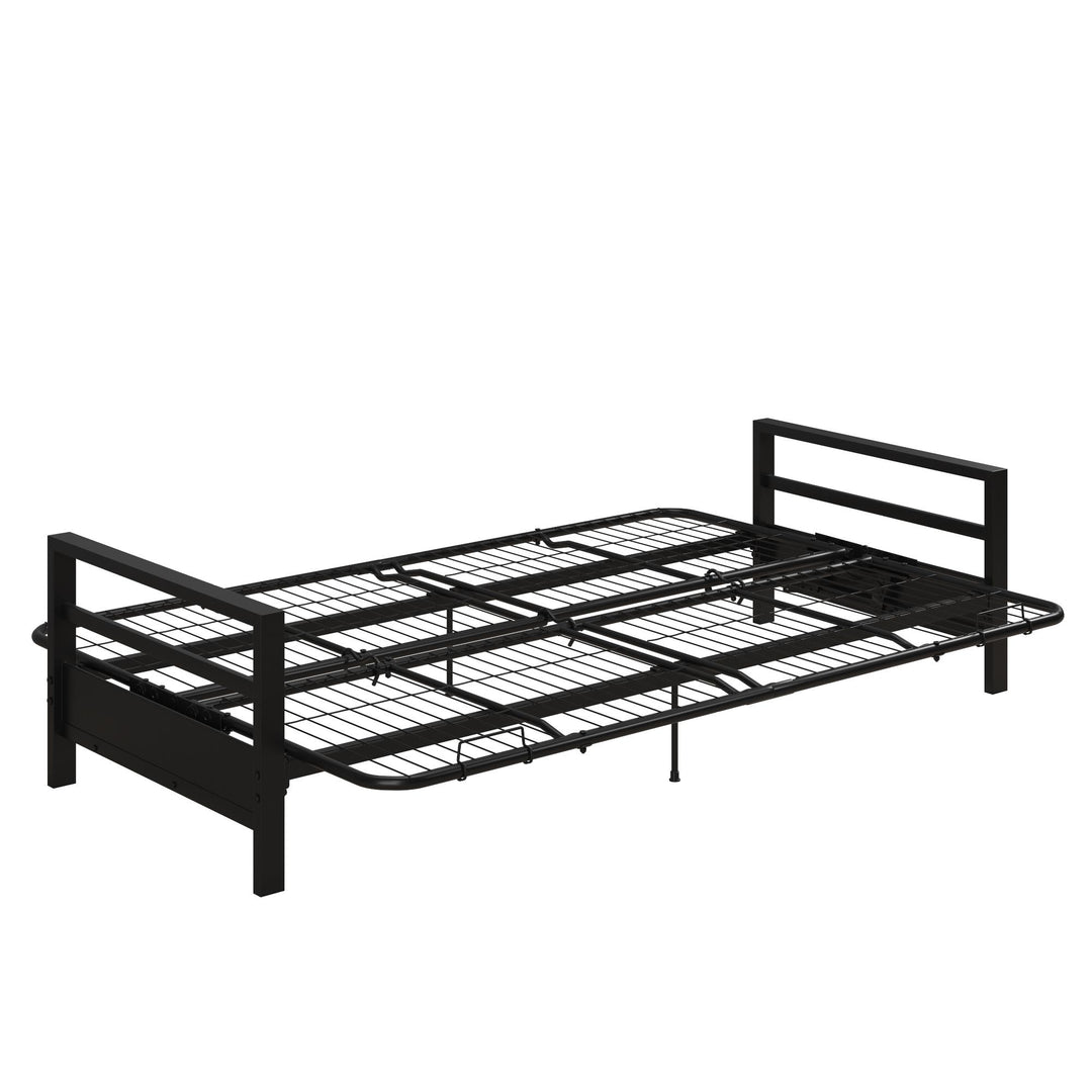 Miles Metal Futon Frame with Metal Mesh and Retainer Clips - Black