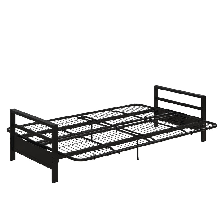 Miles Metal Futon Frame with Metal Mesh and Retainer Clips - Black