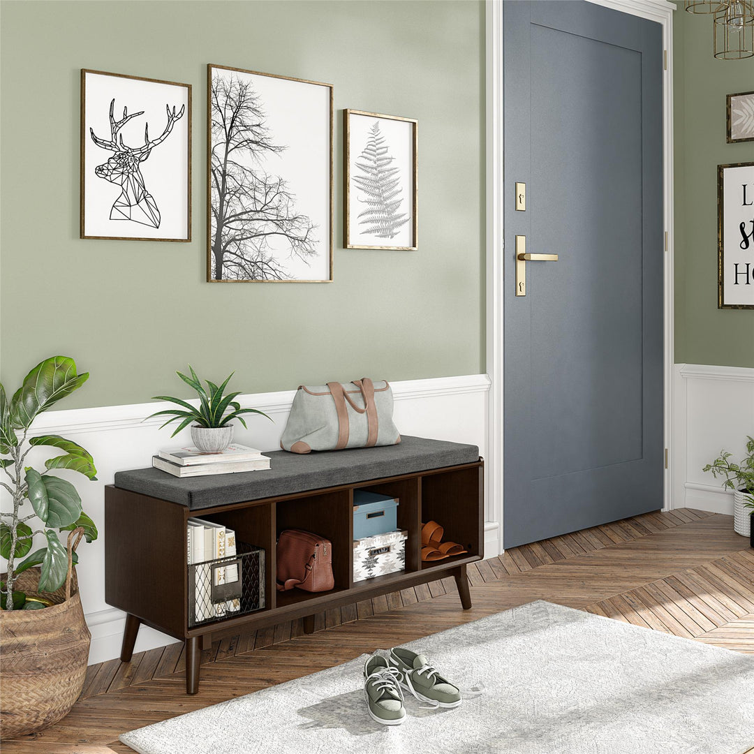 Brittany wooden bench for hallway -  Florence Walnut