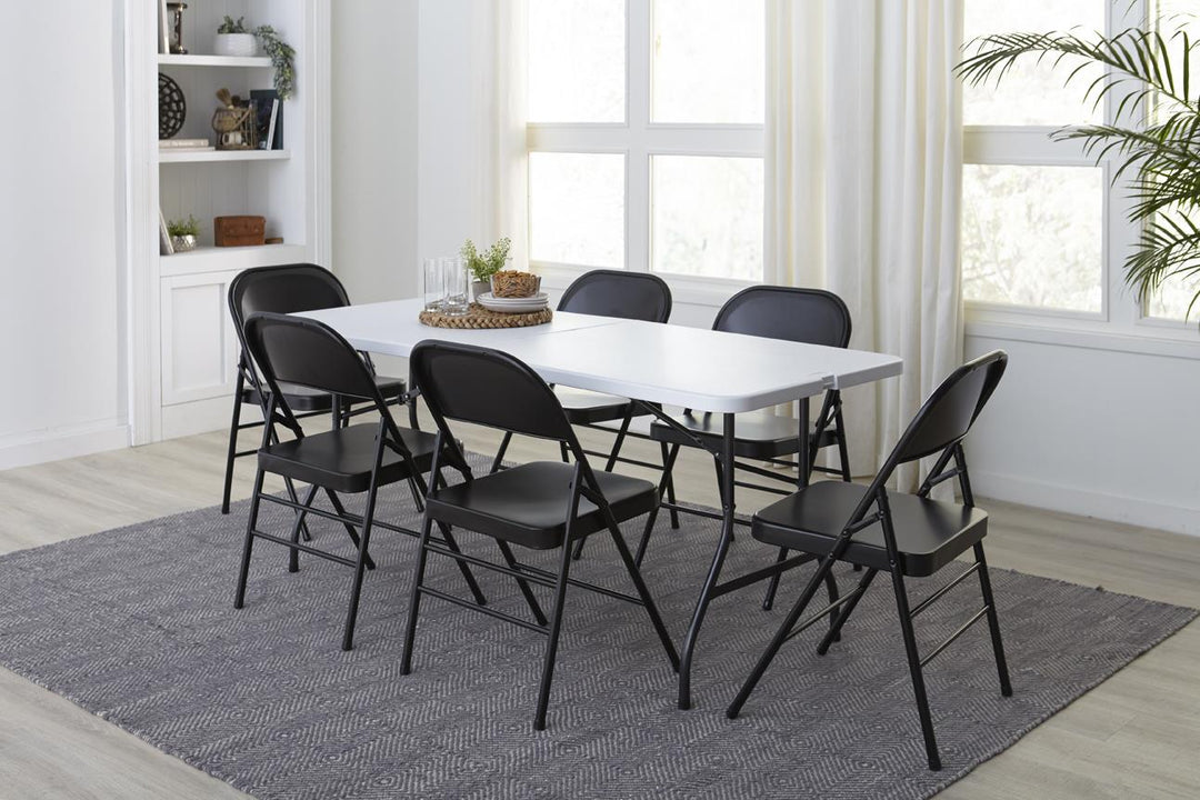XL All-Steel Commercial Folding Chair, 300 lb. Weight Rating, Triple Brace, 4-Pack - Black - 4-Pack