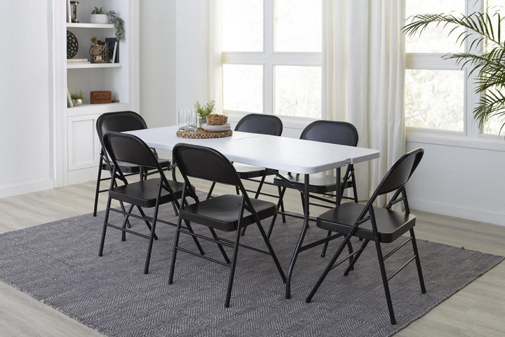 XL All-Steel Commercial Folding Chair, 300 lb. Weight Rating, Triple Brace, 4-Pack - Black - 4-Pack