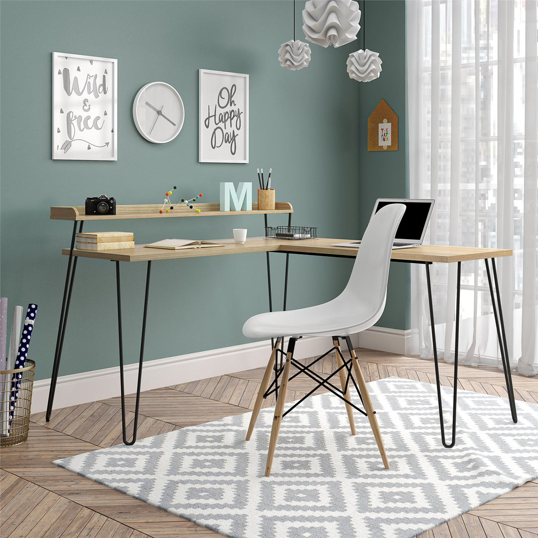Haven Retro Desk with Metal Hairpin Legs -  Natural