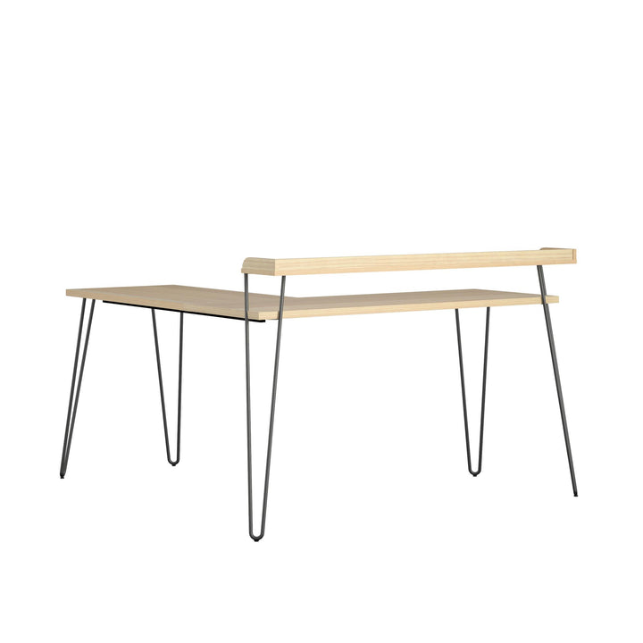Modern Haven Retro Computer L Desk -  Natural