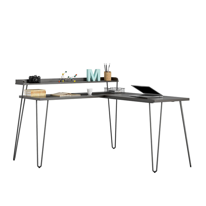 Functional Haven Computer Desk with Hairpin Legs -  Espresso