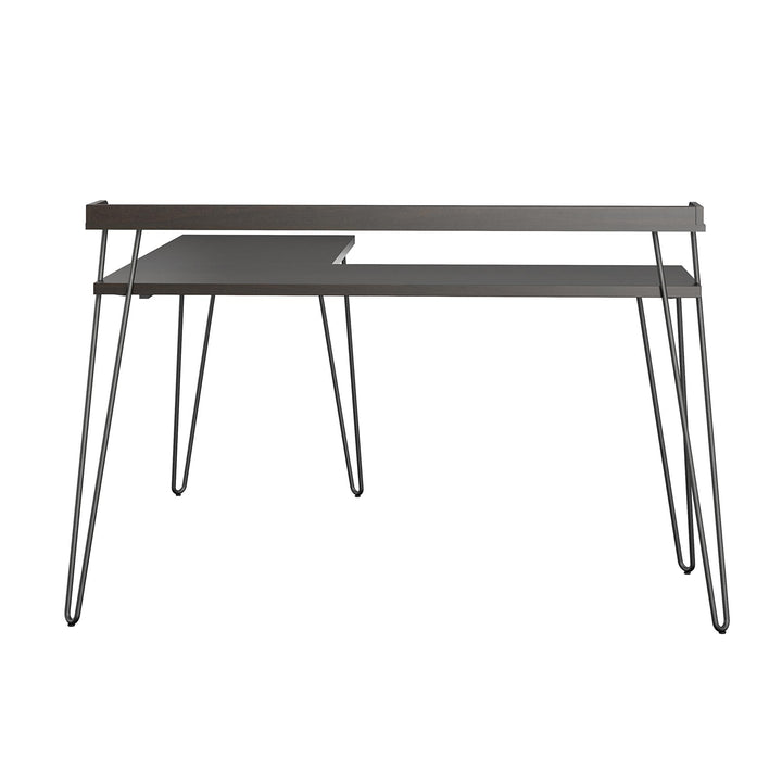Computer Desk with Hairpin Legs and Riser -  Espresso