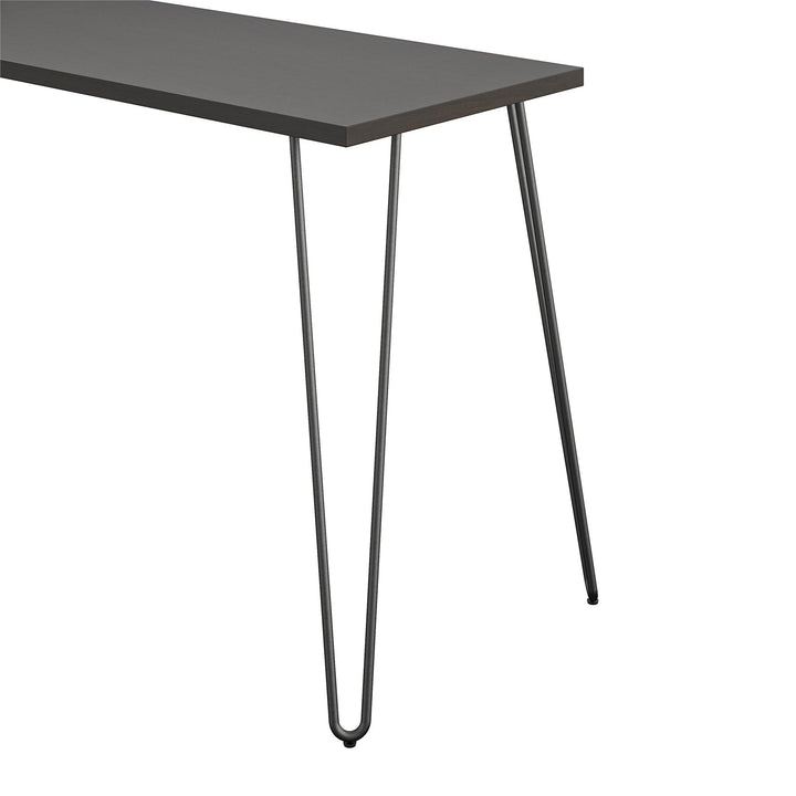 Retro L Desk with Metal Hairpin Legs for Office -  Espresso
