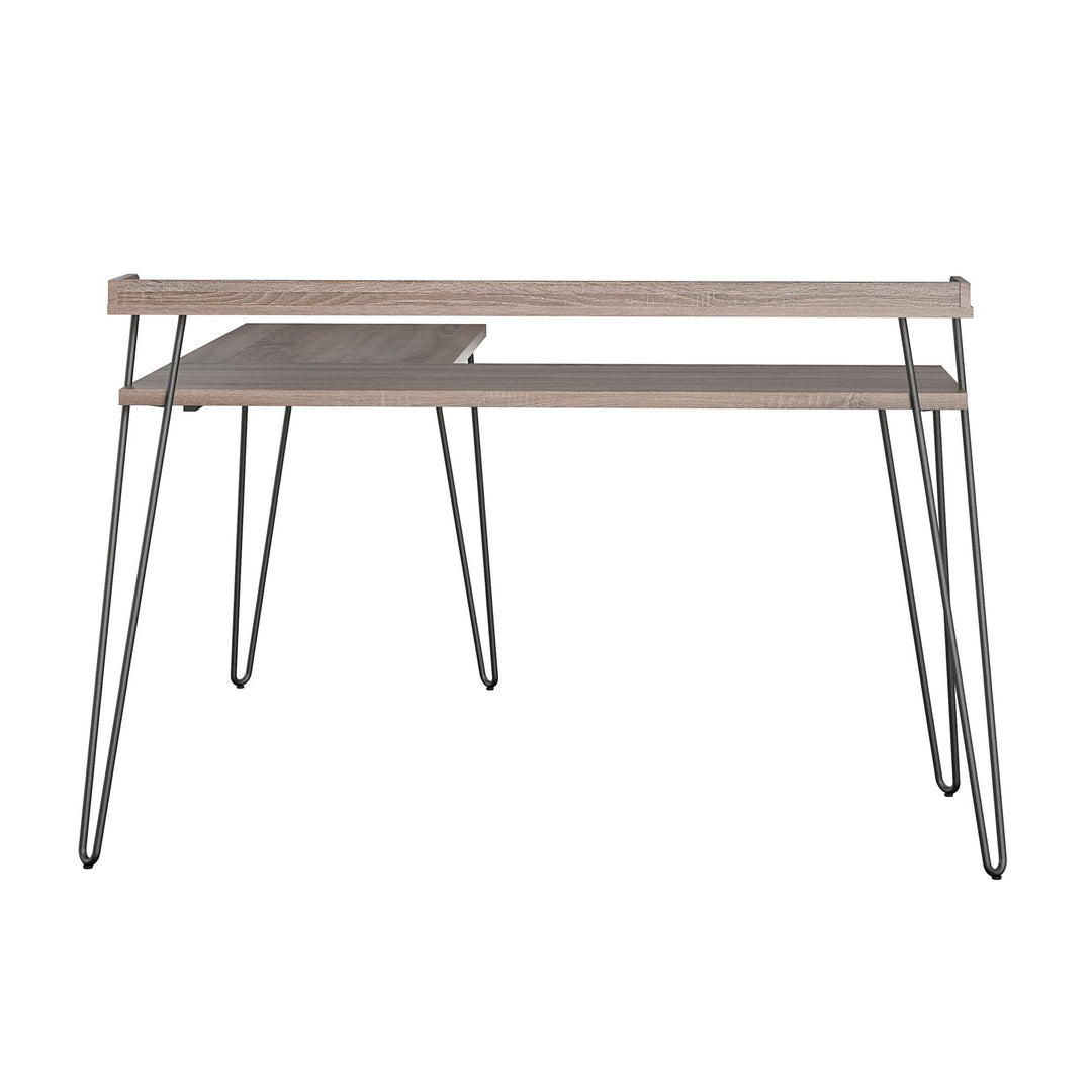 Haven Computer L Desk with Metal Legs -  Distressed Gray Oak
