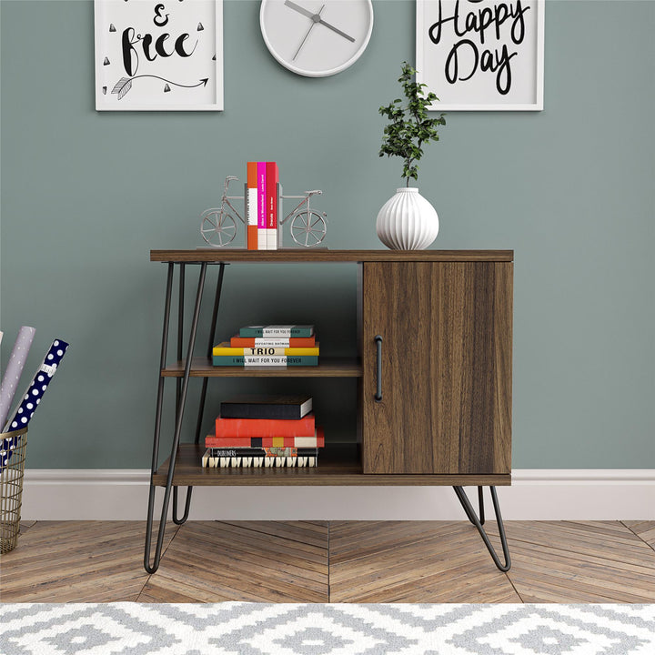 Haven Retro bookcase with unique hairpin legs -  Florence Walnut