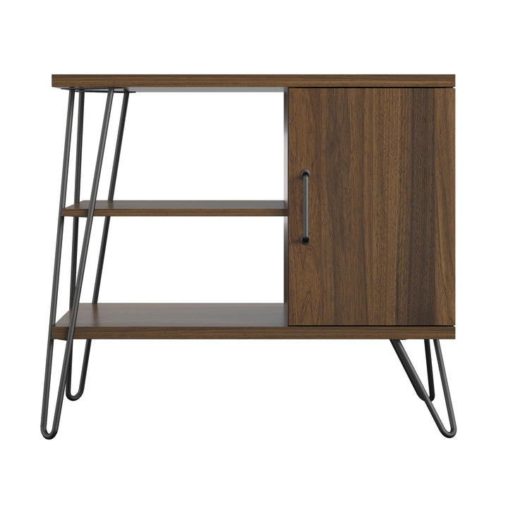 Haven Retro 3 Shelf Bookcase with Open and Closed Storage and Hairpin Legs  -  Florence Walnut