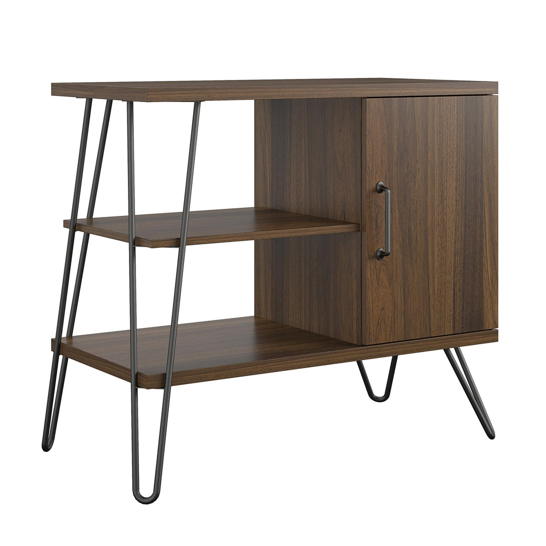 Contemporary 3 shelf bookcase with hairpin legs by Haven -  Florence Walnut