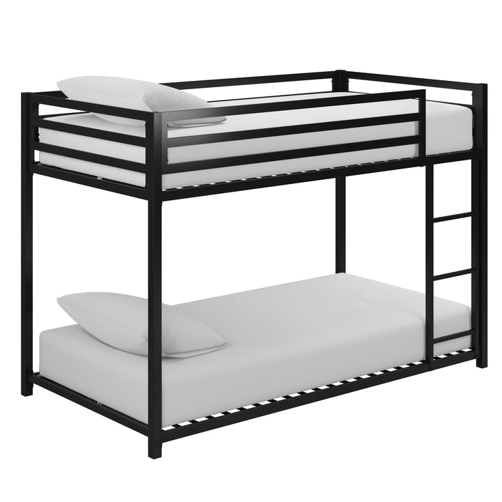 Best Twin Metal Bunk Bed with Ladder -  Black  - Twin-Over-Twin