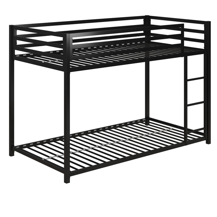Miles Bunk Bed with Secured Metal Slats -  Black  - Twin-Over-Twin
