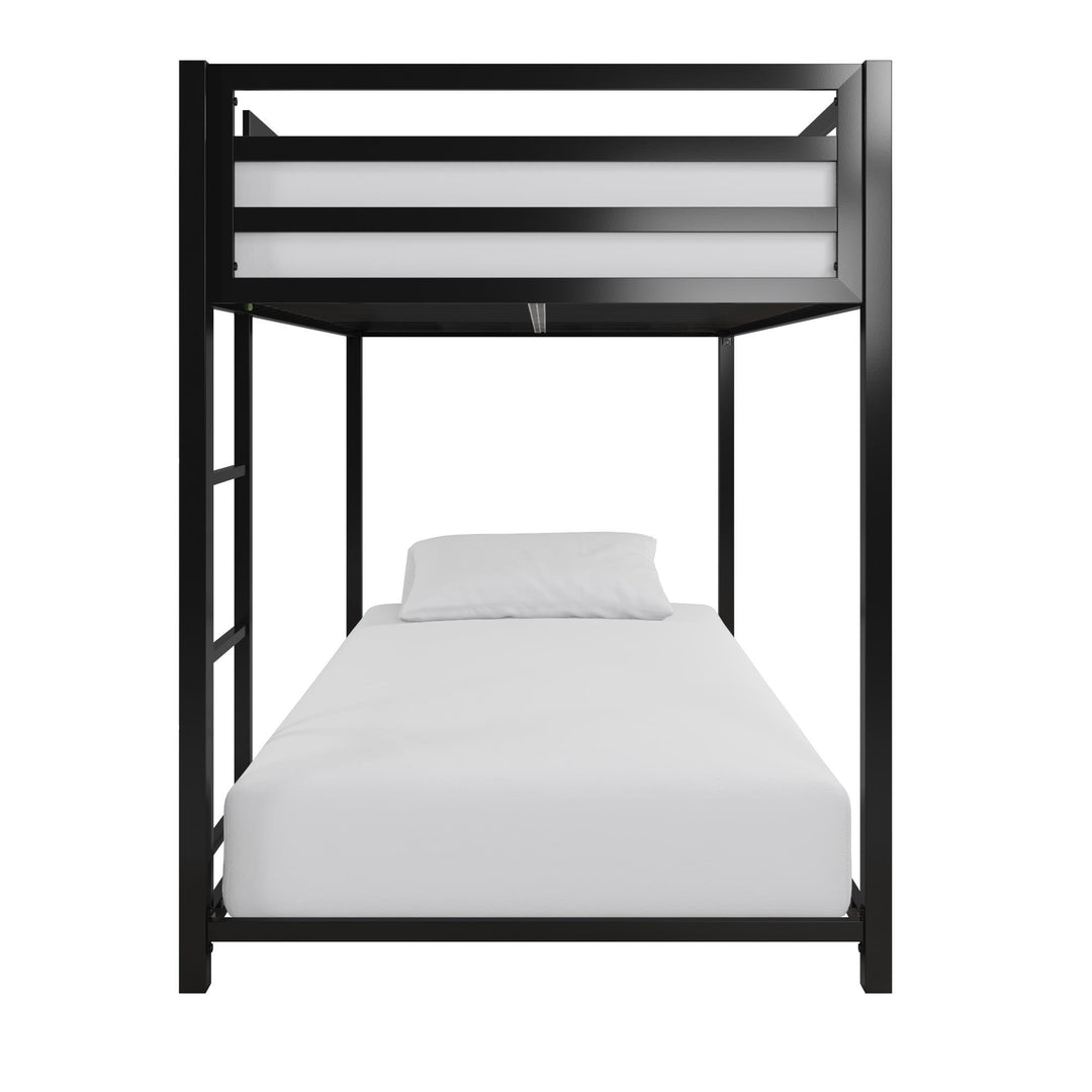 Miles Twin Bunk Bed with Integrated Ladder -  Black  - Twin-Over-Twin
