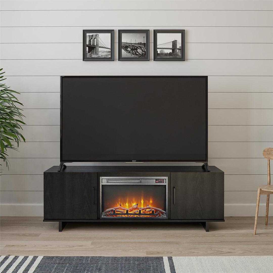 Elegant fireplace TV unit -  Black Oak