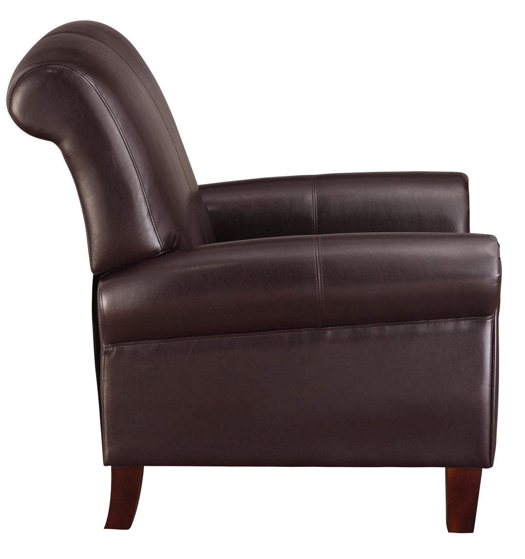 Club chair with faux leather upholstery -  Brown