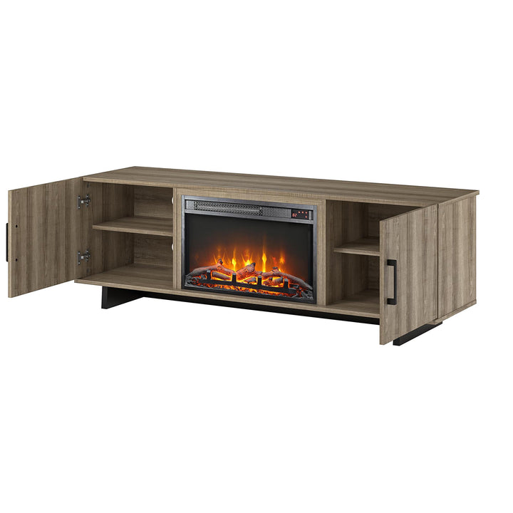Elegant fireplace TV unit -  Golden Oak