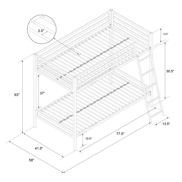 Bunk bed with ladder - Pink