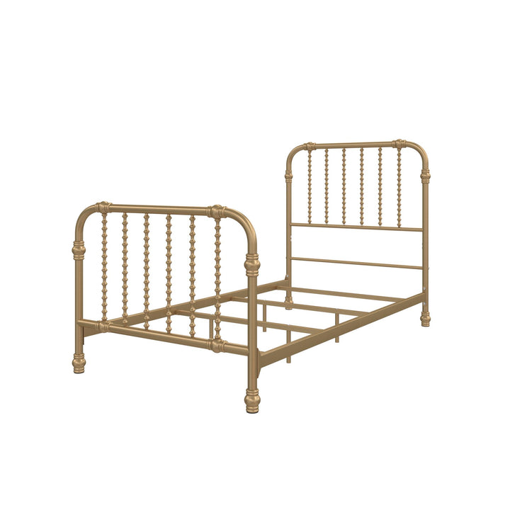 Monarch Hill Wren Metal Bed with Curved Scrollwork Design  -  Gold  -  Twin