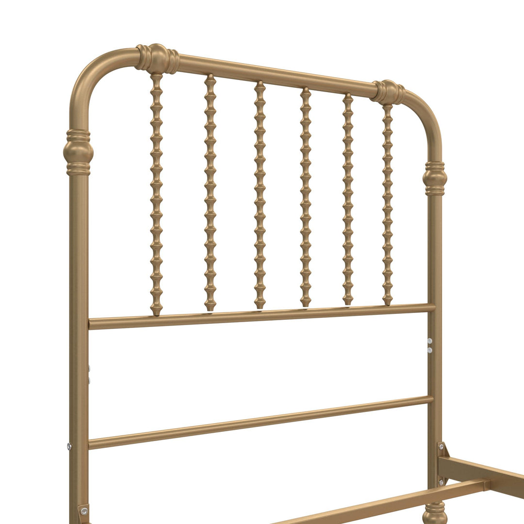 Metal Bed with Curved Scrollwork -  Gold  -  Twin