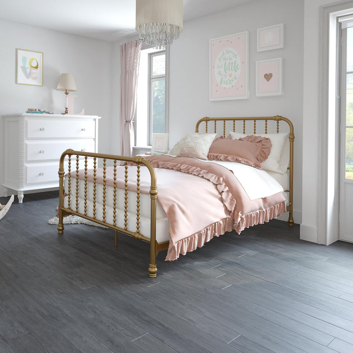 Monarch Hill Wren Metal Bed with Curved Scrollwork Design - Gold - Full