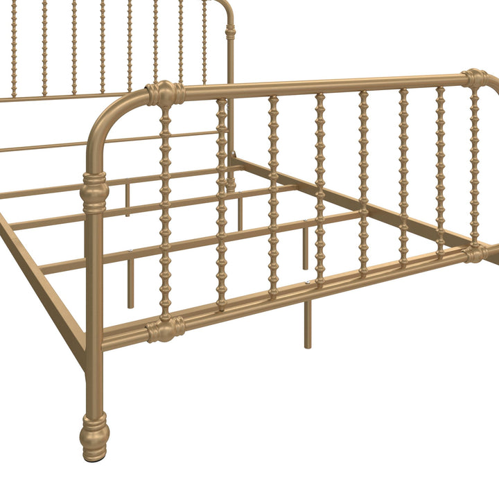 Metal Bed with Scrollwork Design -  Gold  -  Full