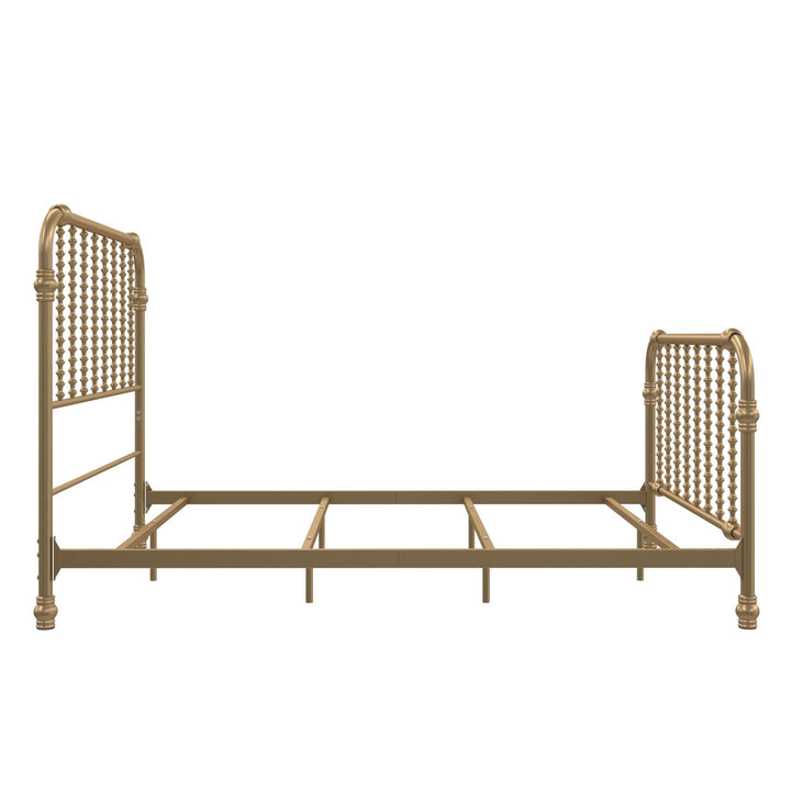Curved Scrollwork Metal Bed Frame -  Gold  -  Full