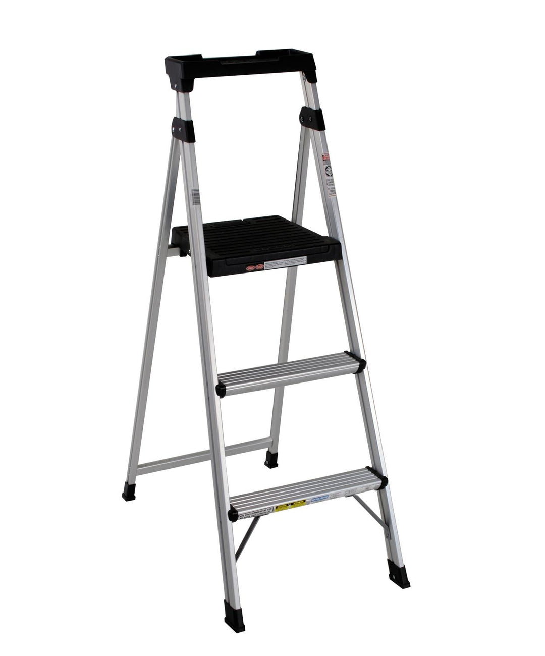 3-Step 5' Lite Solutions Folding Step Stool  -  Aluminum/Black 