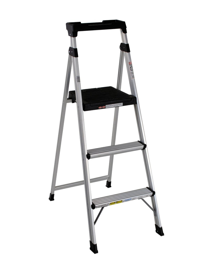 3-Step 5' Lite Solutions Folding Step Stool  -  Aluminum/Black 