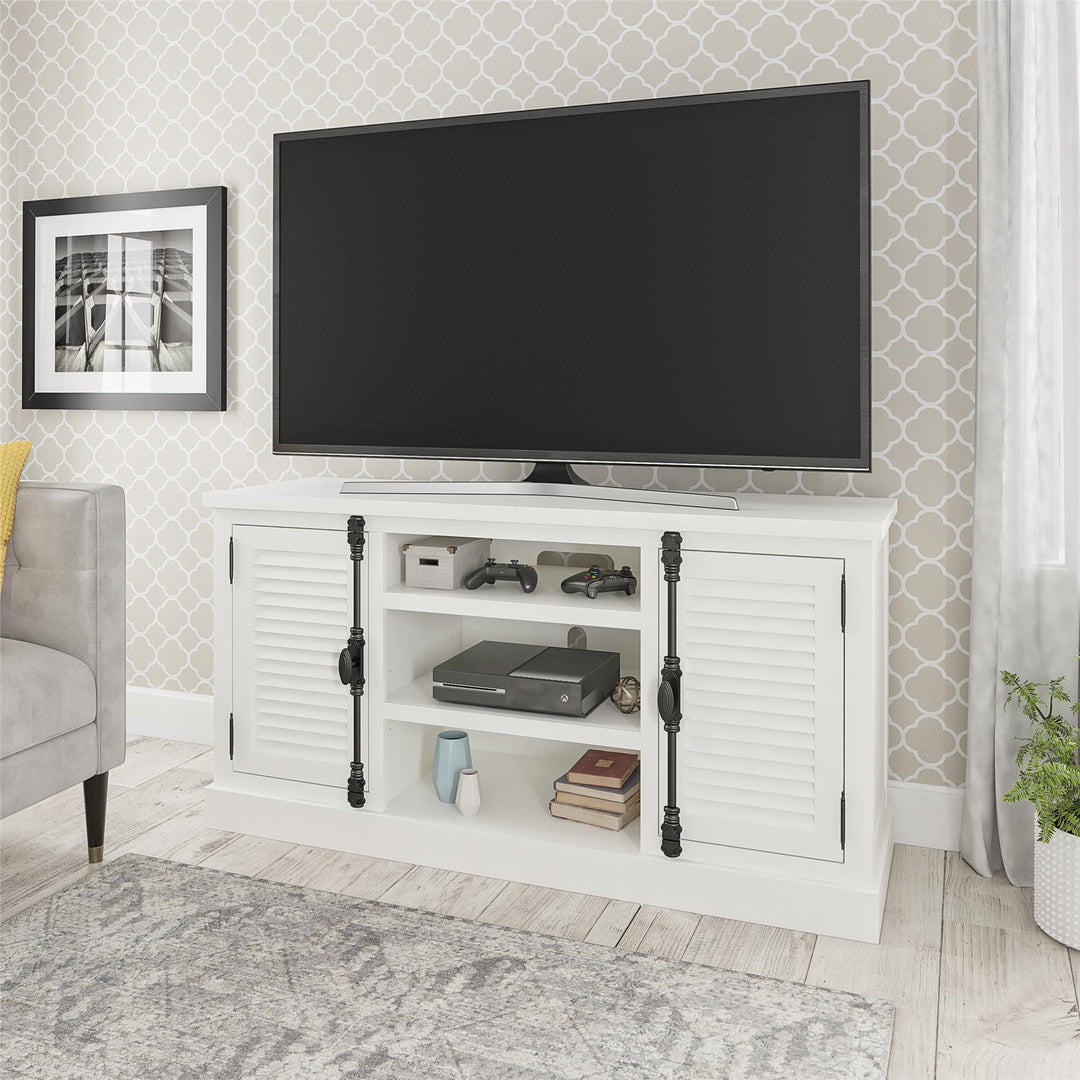 TV stand with louvered doors -  White