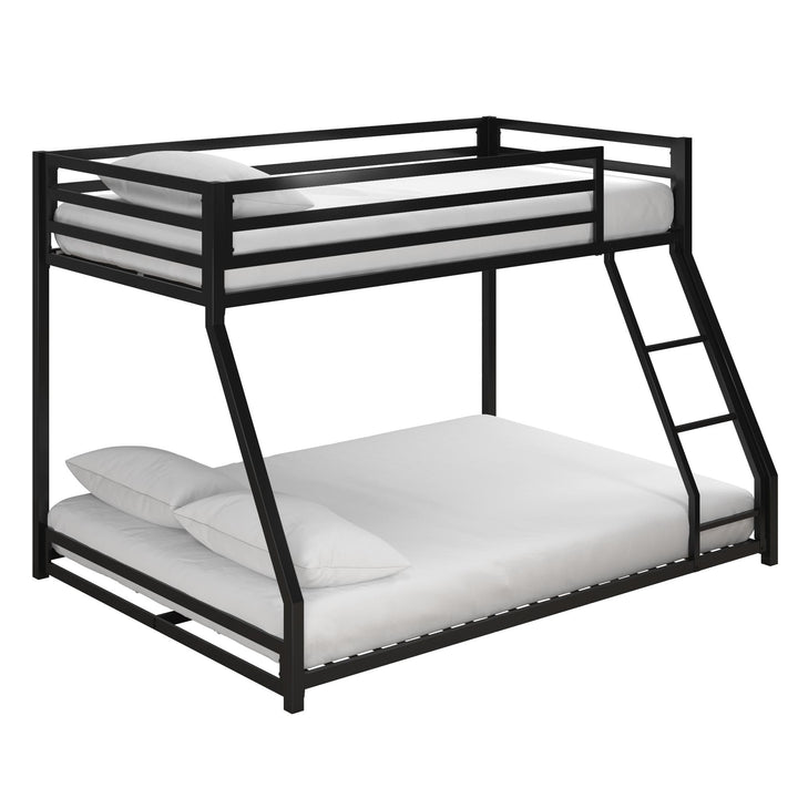 Best Twin Metal Bunk Bed with Ladder -  Black  - Twin-Over-Full