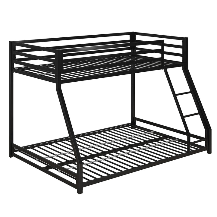 Miles Bunk Bed with Secured Metal Slats -  Black  - Twin-Over-Full