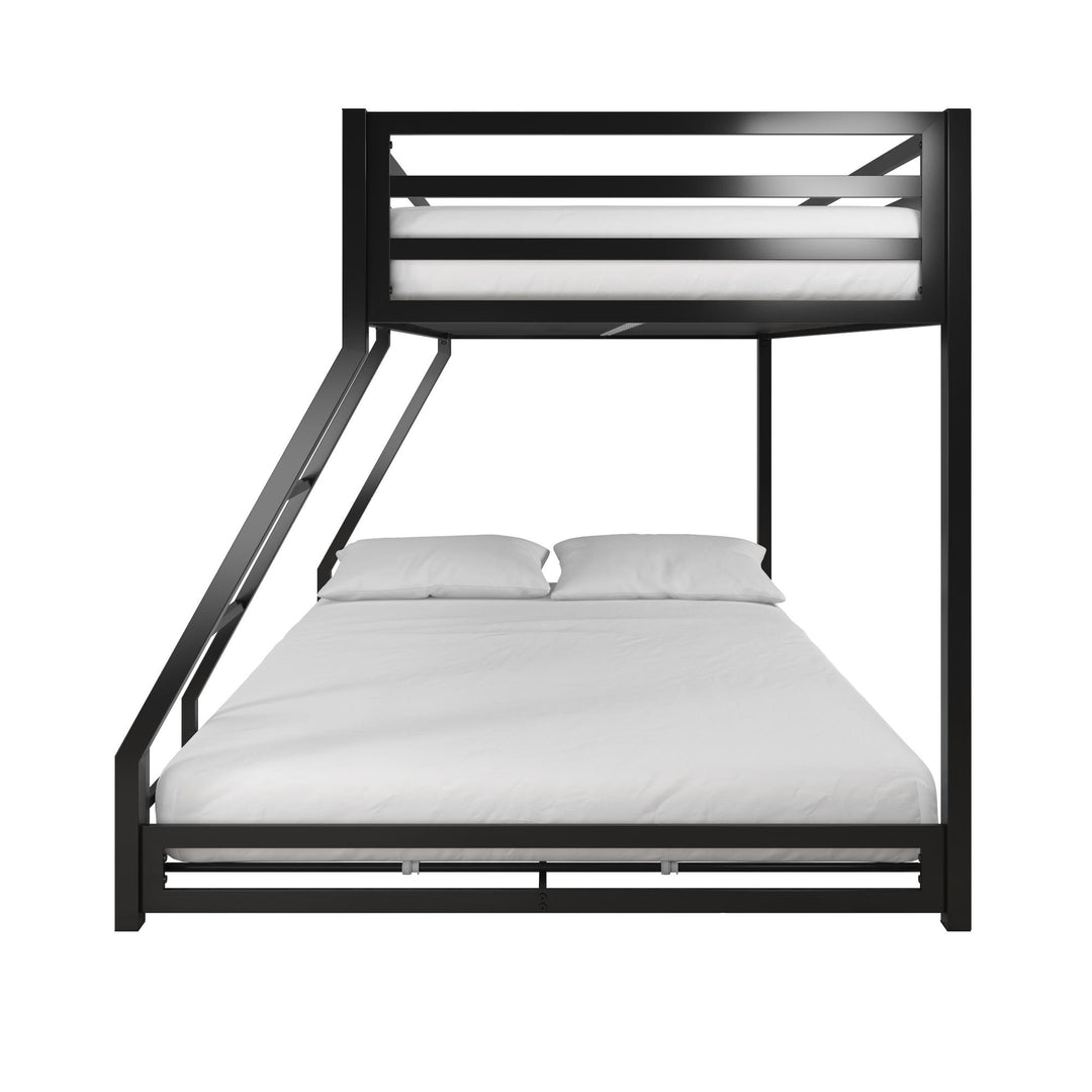 Miles Twin Bunk Bed with Integrated Ladder -  Black  - Twin-Over-Full