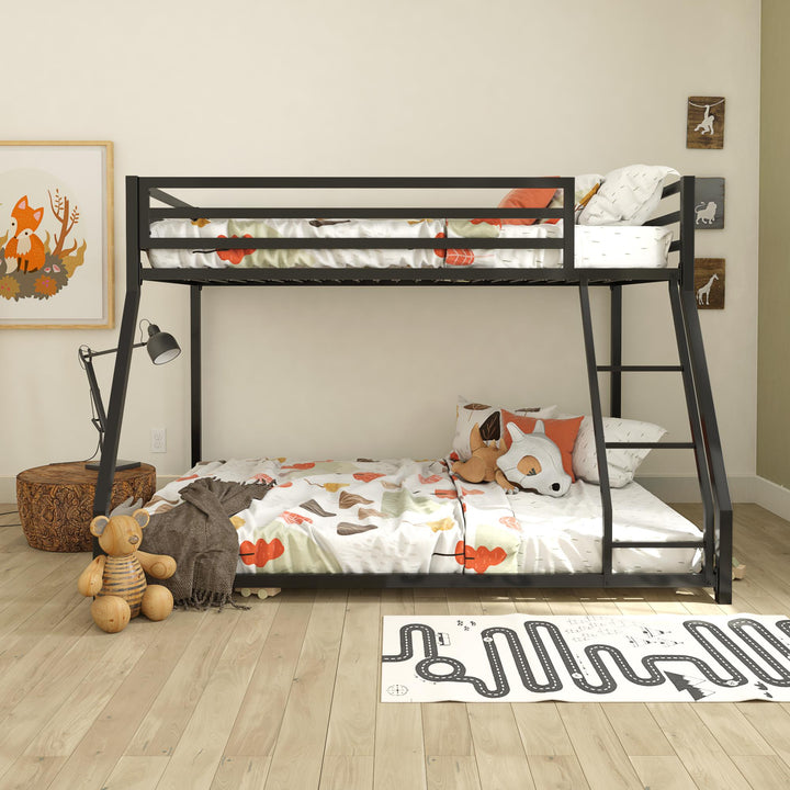Miles Twin Over Twin Metal Bunk Bed -  Black  - Twin-Over-Full