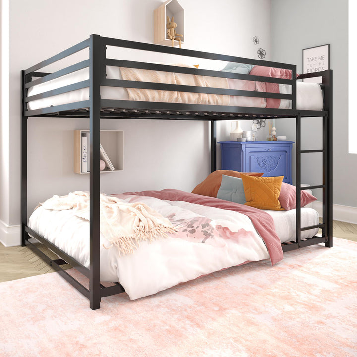 Miles Bunk Bed with Secured Full Metal Slats -  Black  - Full-Over-Full