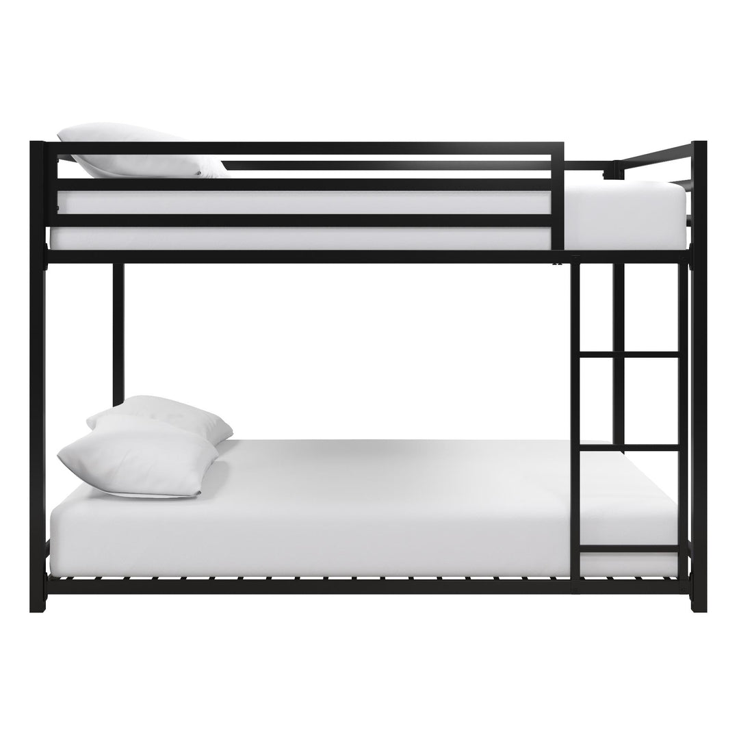 Full Metal Bunk Bed with Secured Slats and Ladder -  Black  - Full-Over-Full
