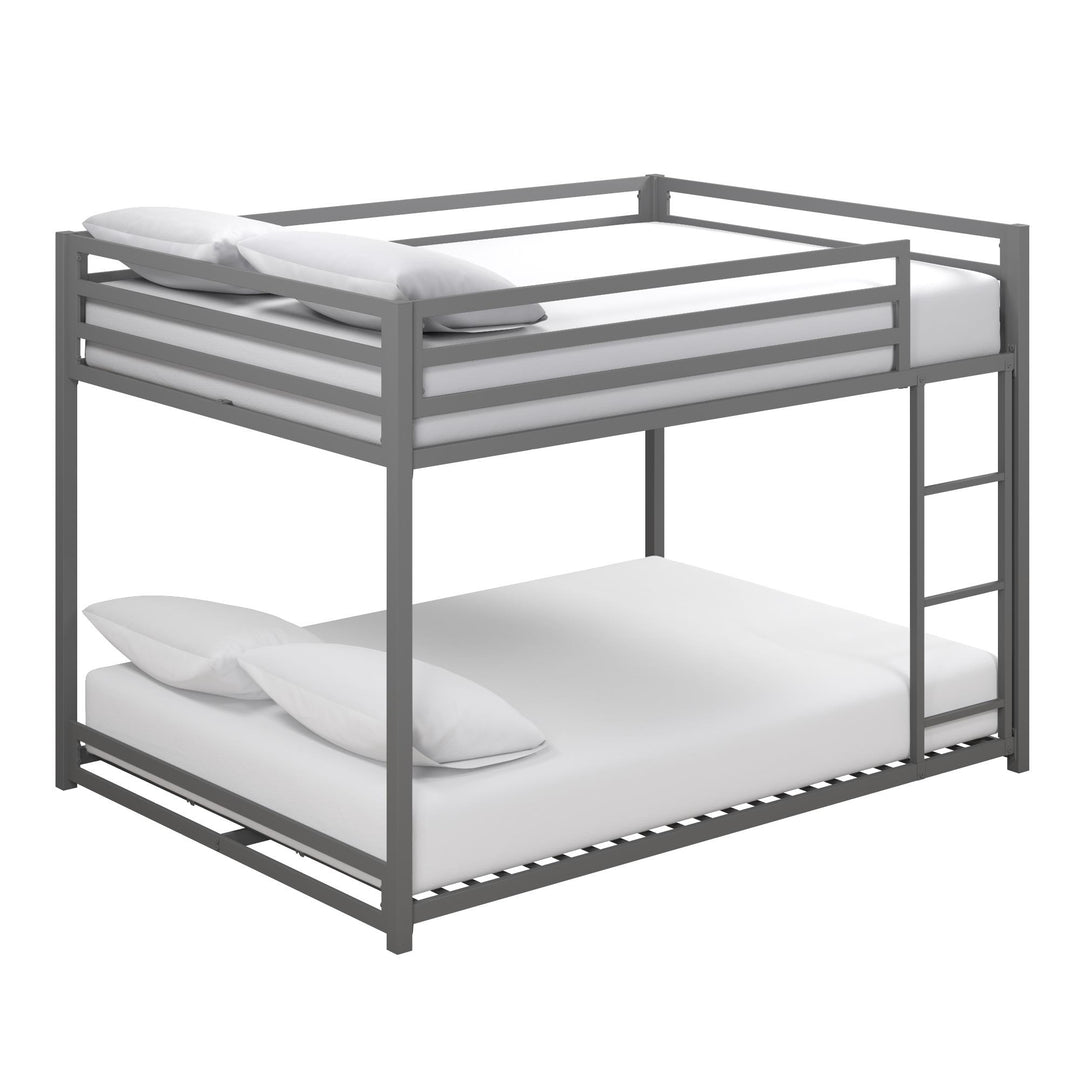 Miles Full Over Full Metal Bunk Bed with Metal Slats and Integrated Ladder - Silver - Full-Over-Full
