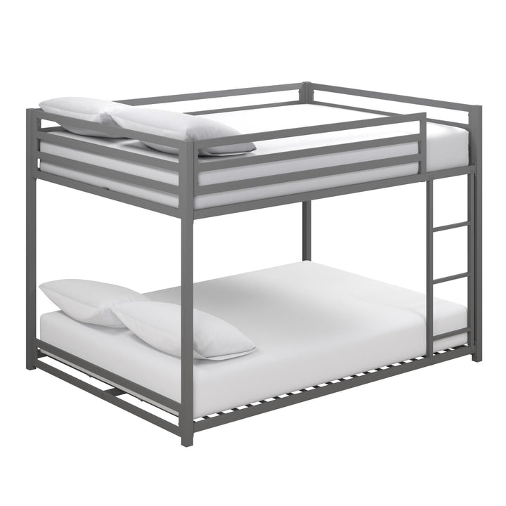 Miles Full Over Full Metal Bunk Bed with Metal Slats and Integrated Ladder - Silver - Full-Over-Full