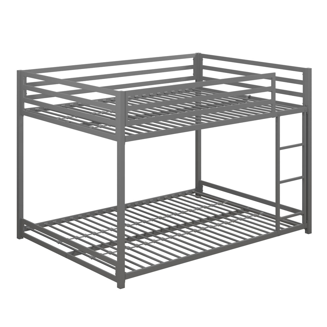 Miles Bunk Bed with Secured Full Metal Slats -  Silver  - Full-Over-Full
