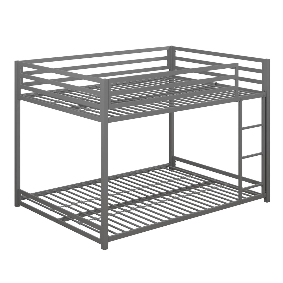 Miles Full Over Full Metal Bunk Bed with Metal Slats and Integrated Ladder - Silver - Full-Over-Full